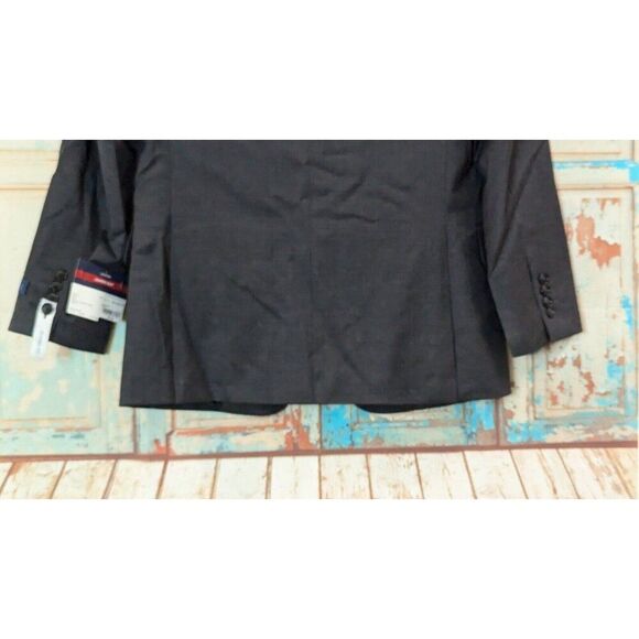 Stafford Mens 38 Short Gray Stria Super Suit Classic Fit Fine Wool Blend Solid - Picture 6 of 10